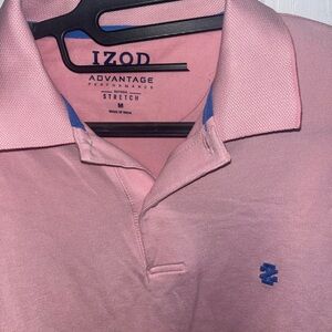 Izod Mens Performance Light Pink Polo Shirt W Collar, Sz M